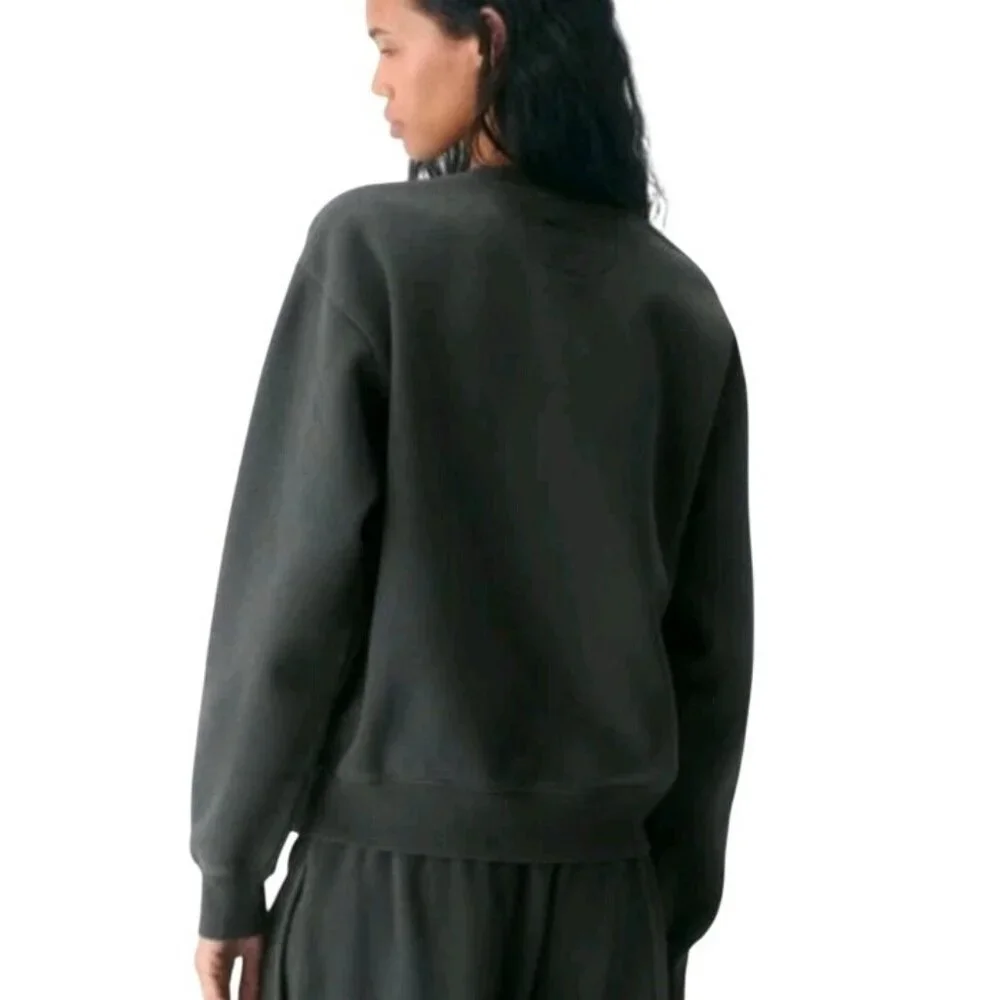 Aritzia Womens SweatFleece Coal Grey Crew Neck Sweatshirt sz L Minimalist Cozy - Picture 2 of 7